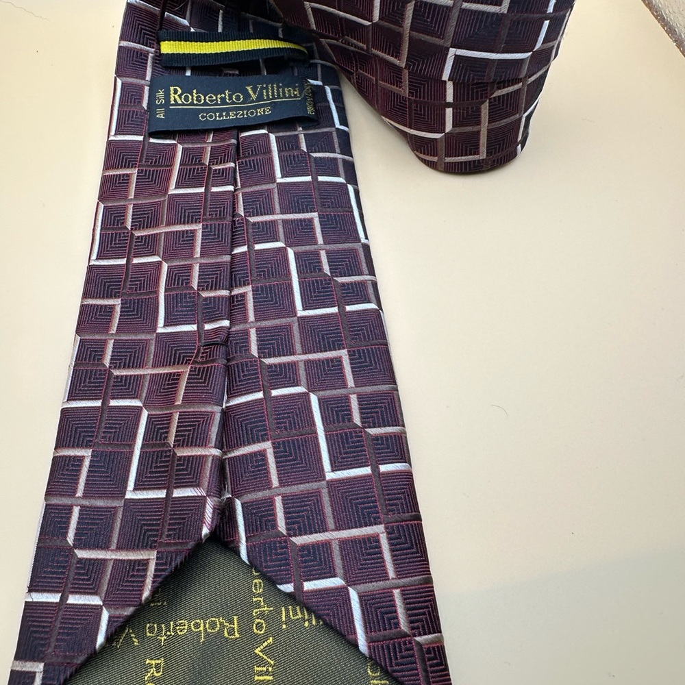 Roberto Villini Burgundy Geometric Men's‎ Tie